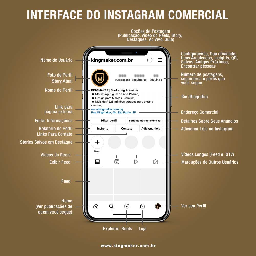 Interface Instagram Comercial - Explicação tela Instagram Comercial | kingmaker 