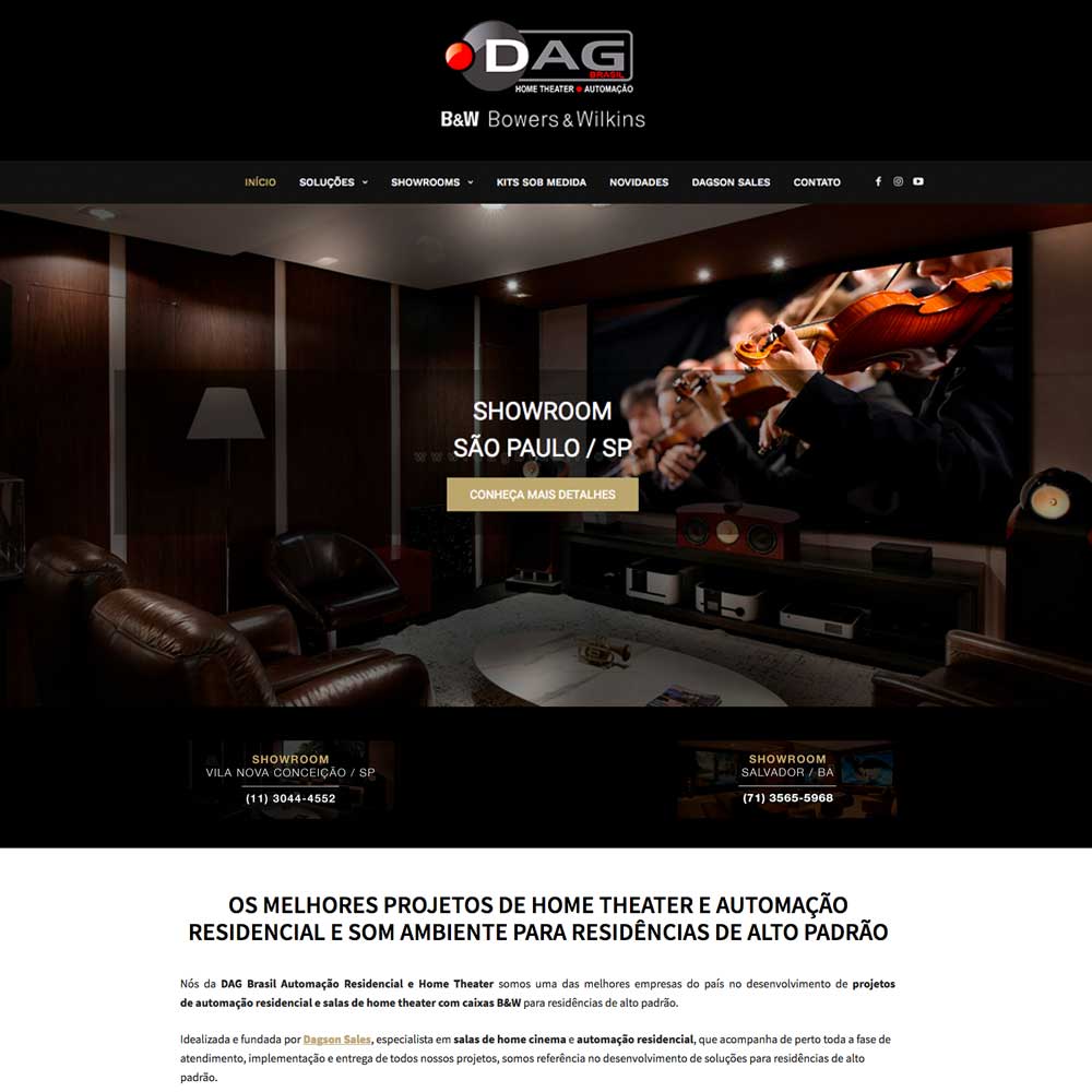 Criação de SIte para Dag Brasil Home Theater e Automação Residencial | Alexsandro Kingmaker