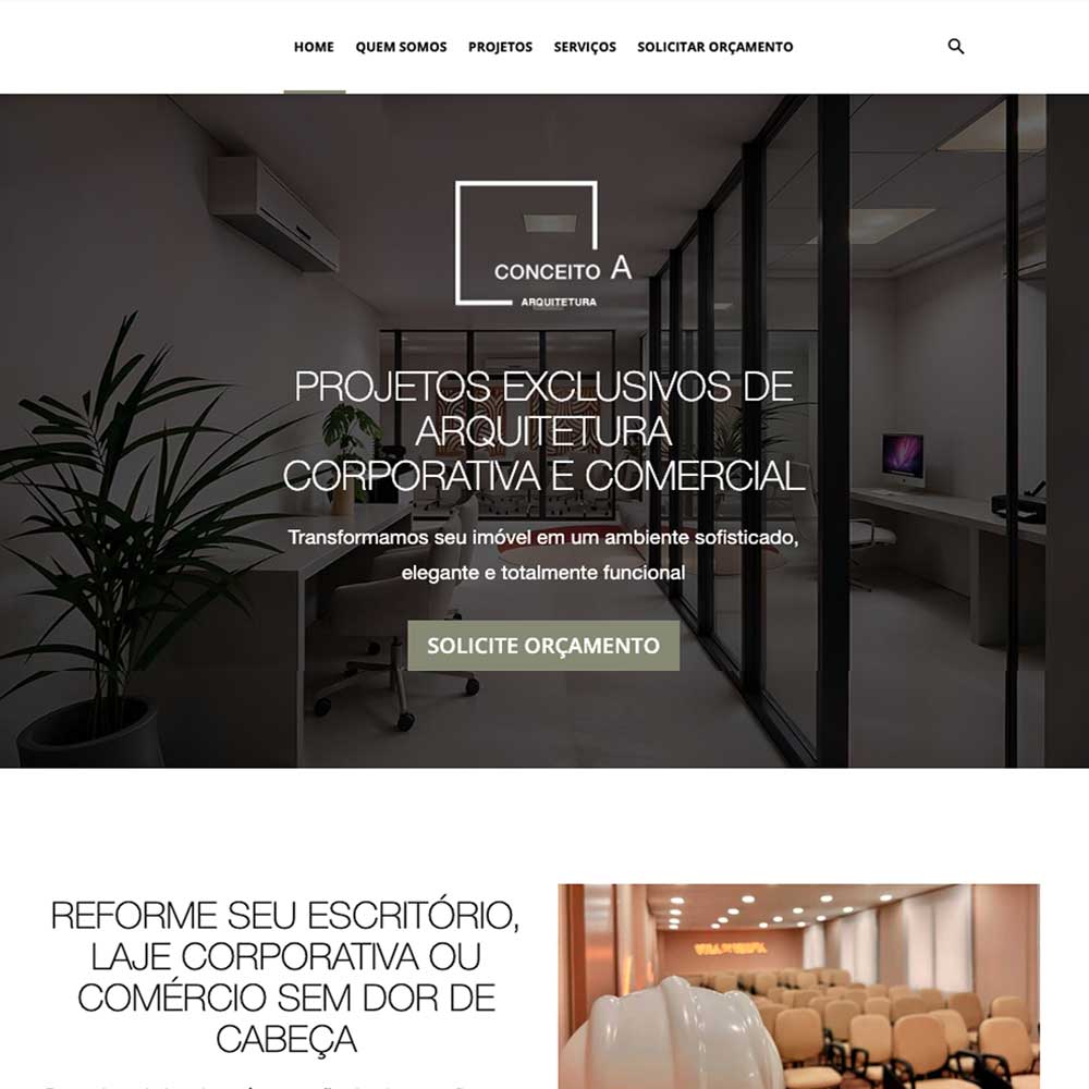 Criação de Site para Escritório de Arquitetura Corporativa Conceito A Arquitetura - Kingmaker Branding