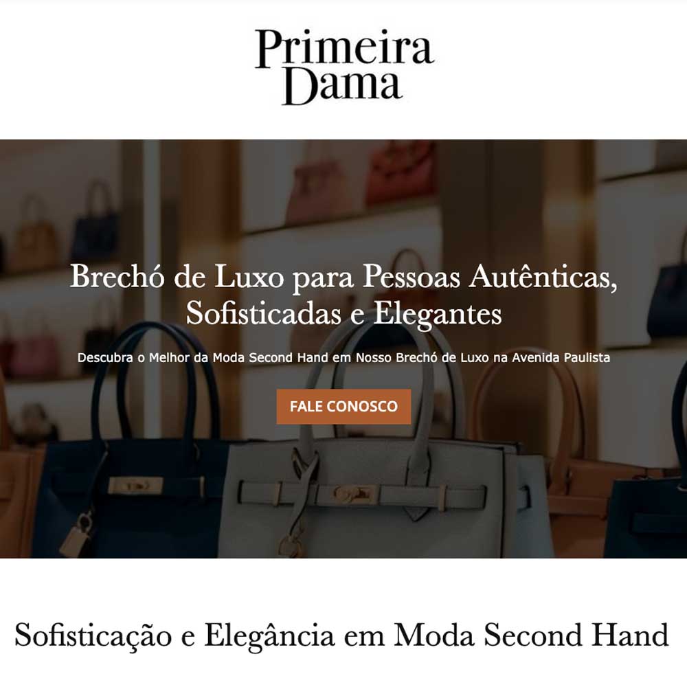 Criação de Site para Loja de Bolsas de Luxo Primeira Dama Brechó de Luxo - Kingmaker Branding