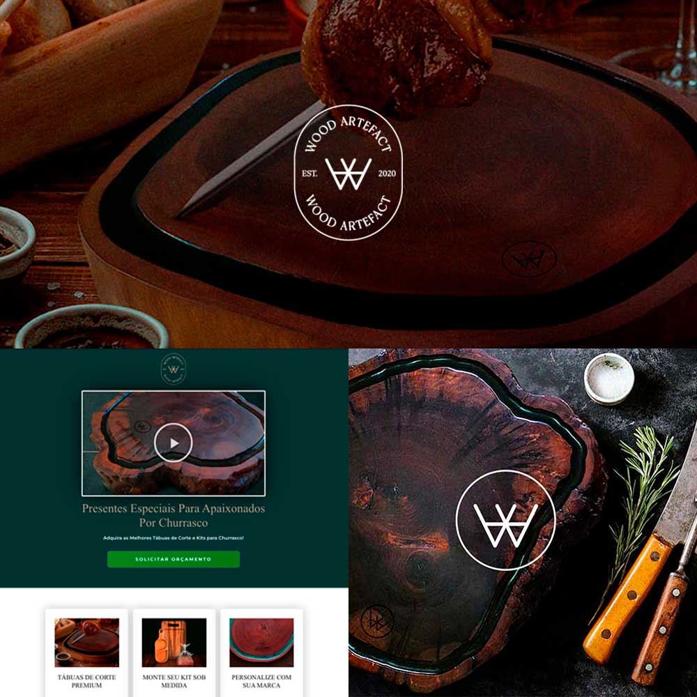 Gestão de marketing para marca de tábuas de carne premiume kits de churrasco de alto padrão Wood Artefact - Kingmaker Branding